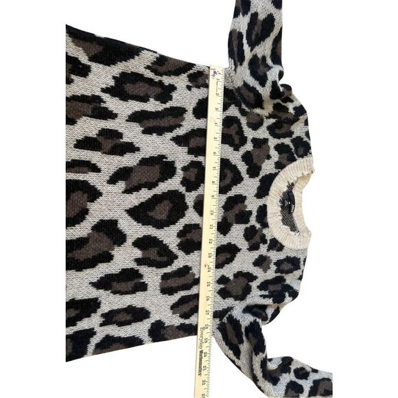 Aqua Leopard Print Cashmere Distressed Mock-Neck Sweater size M - Picture 6 of 8